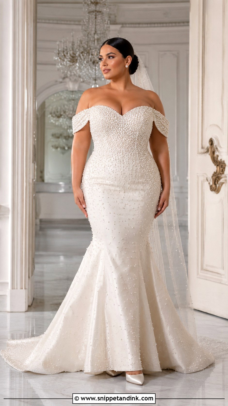 Pearl Embroidered Mermaid Wedding Gown - Snippet and Ink - 20 Embroidered Wedding Gown Ideas