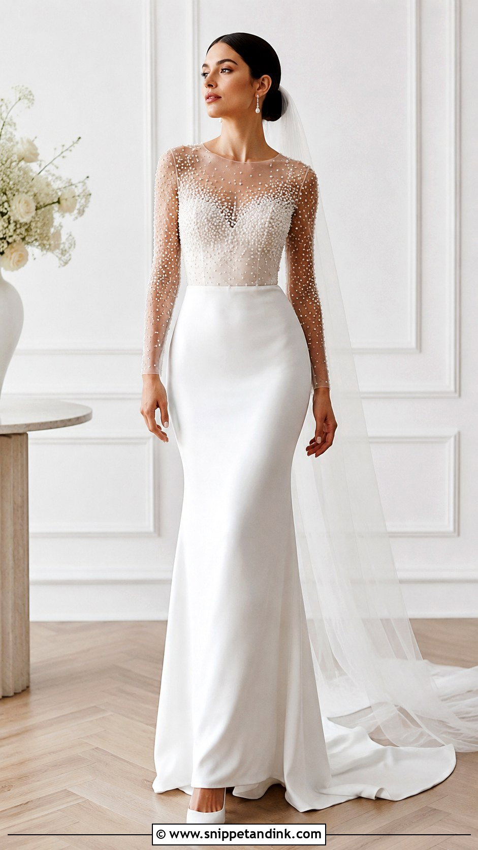 Pearl Embroidered Wedding Dress - Snippet and Ink - 30 Embroidered Wedding Dress Ideas