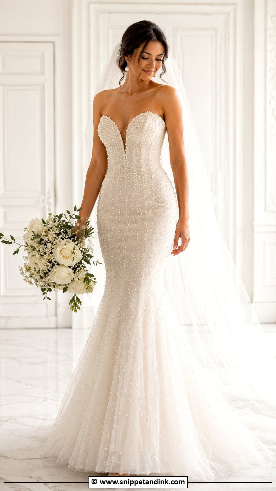 Pearl Fishtail Wedding Dress - Snippet and Ink - 25 Fishtail Wedding Dress Ideas