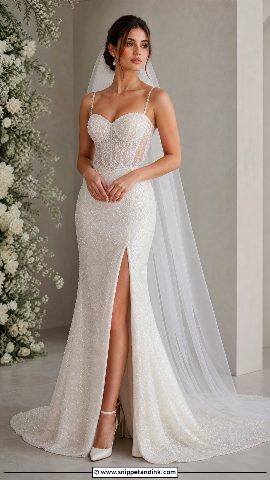 Pearl Glitter Wedding Dress - Snippet and Ink - 25 Glittery Wedding Dresses
