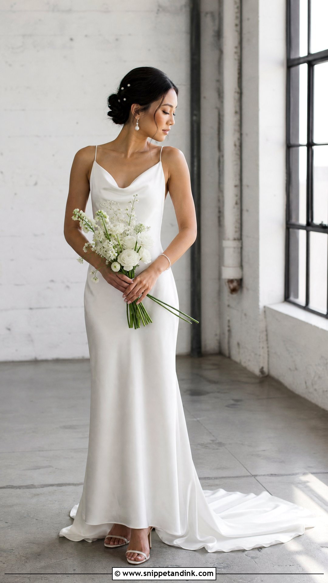 Pearl Hair Pins Wedding Headpiece With Slip Dress - Snippet and Ink - 20 Wedding Head Pieces Ideas