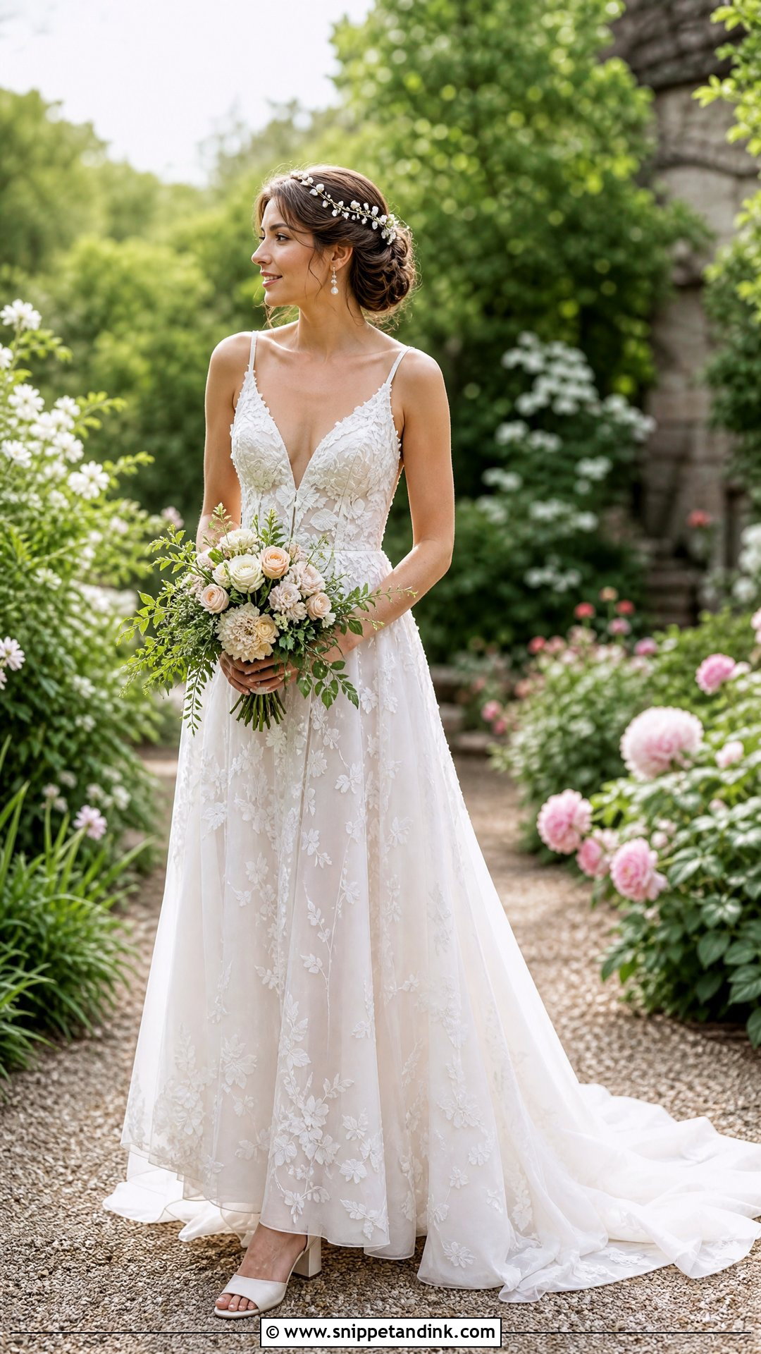 Pearl Hair Vine Wedding Headpiece With Garden Gown - Snippet and Ink - 20 Wedding Head Pieces Ideas