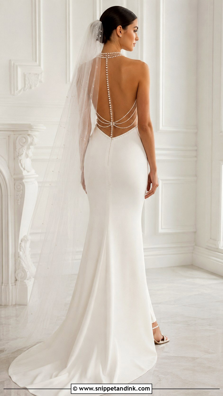 Pearl Halter Backless Wedding Dress - Snippet and Ink - 20 Halter Backless Wedding Dress Ideas
