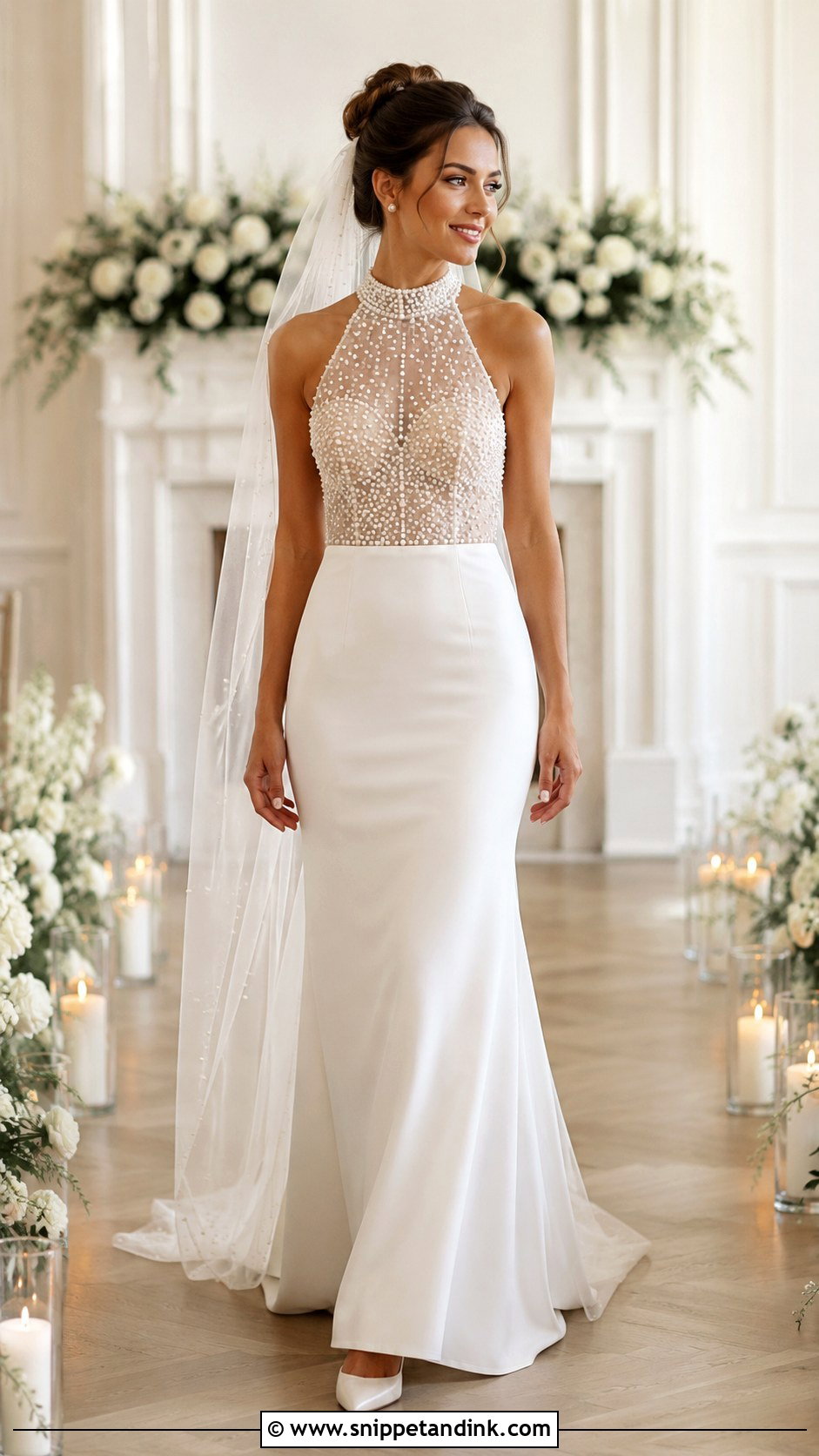 Pearl Halter Neck Wedding Gown - Snippet and Ink - 20 Halter Neck Wedding Gown Ideas