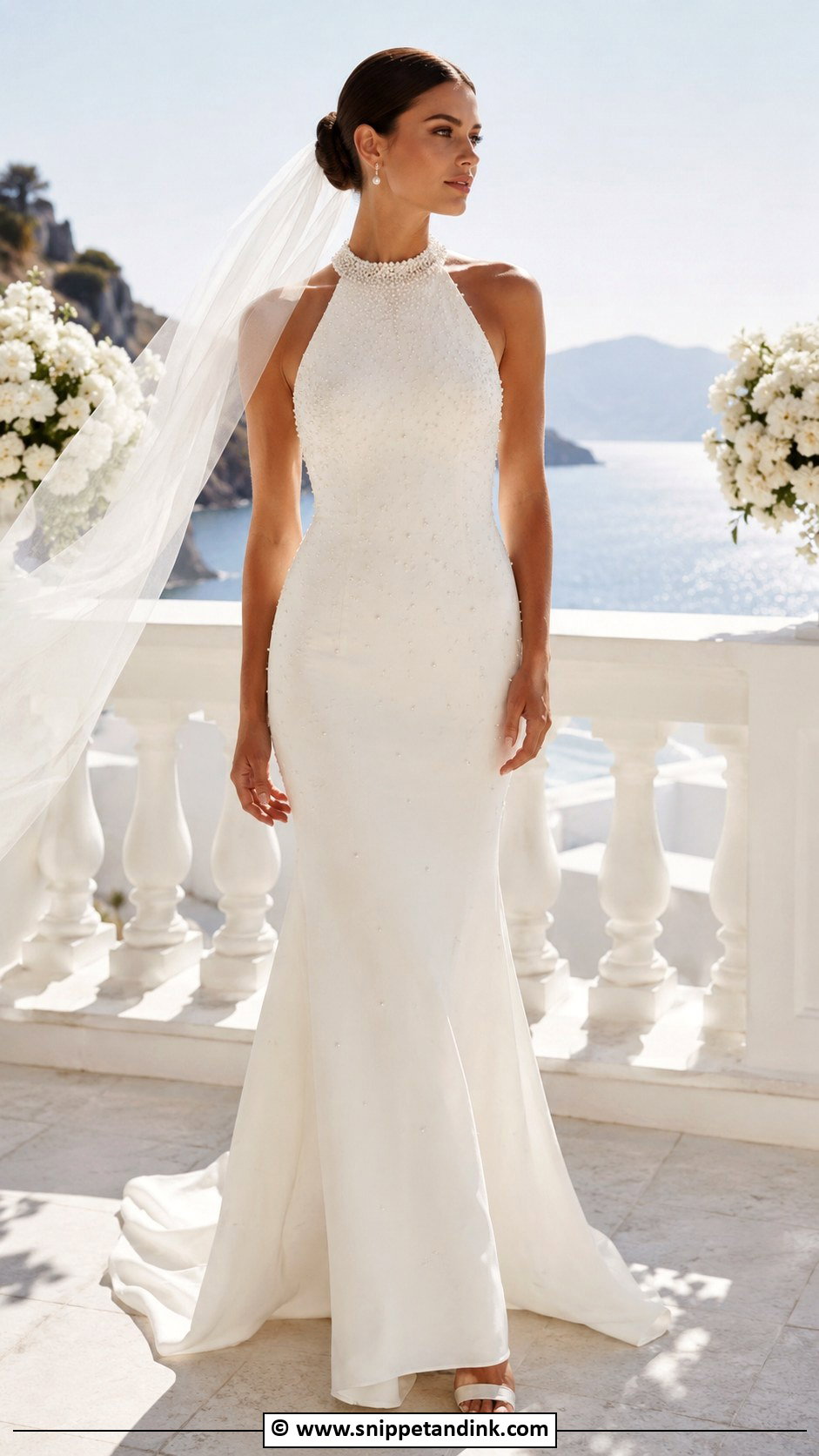 Pearl Halter Wedding Dress - Snippet and Ink - 30 Halter Neck Wedding Dress Ideas