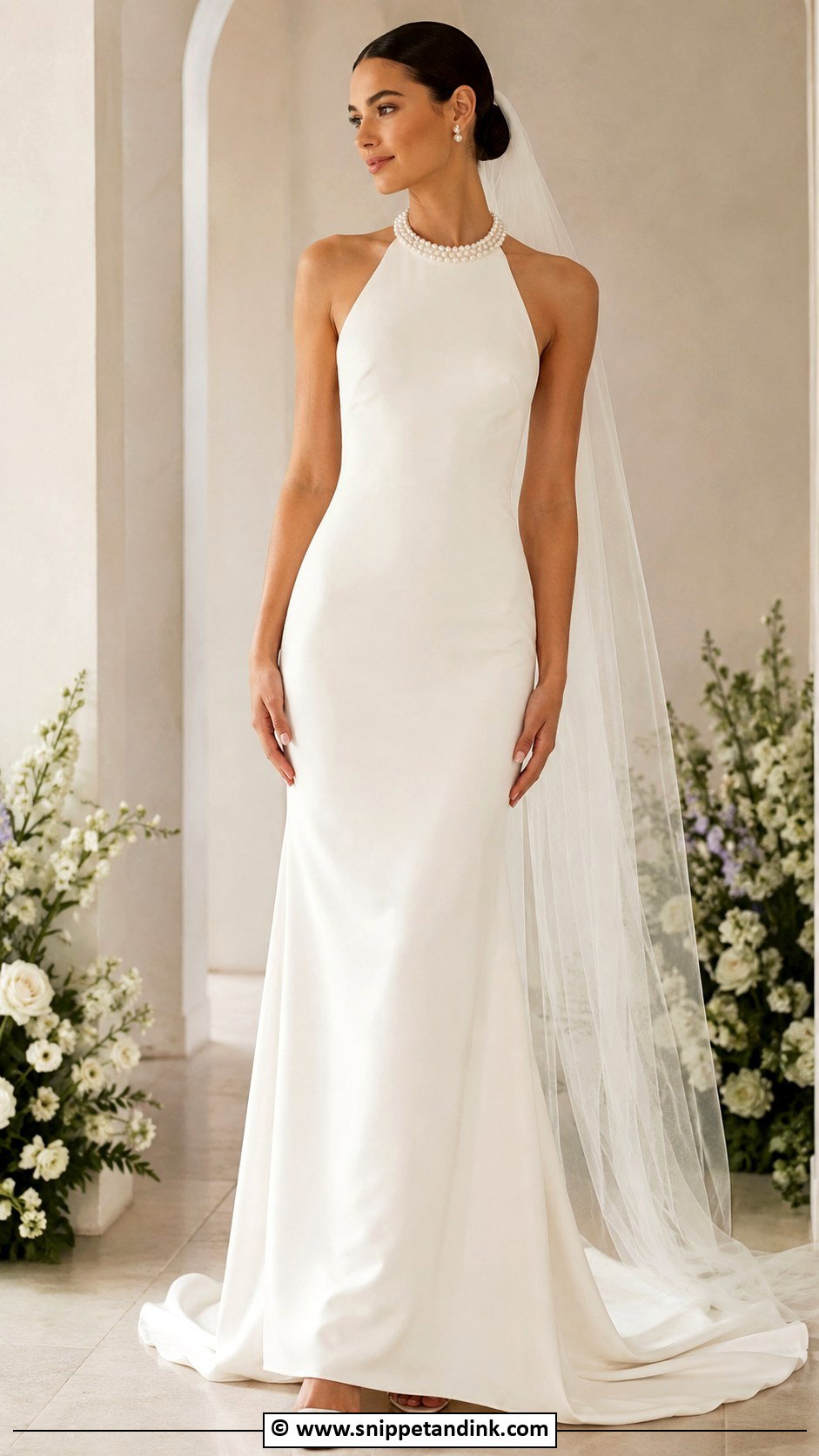 Pearl Halter Wedding Dress - Snippet and Ink - 35 Pearl Wedding Dress Ideas