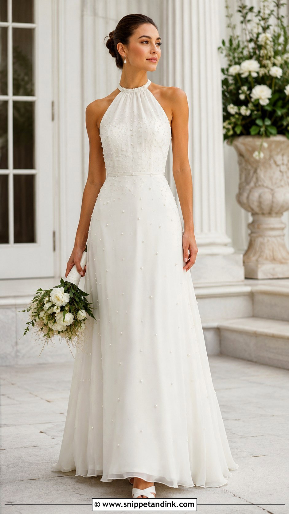 Pearl Halterneck Wedding Dress - Snippet and Ink - 30 Halterneck Wedding Dress Ideas