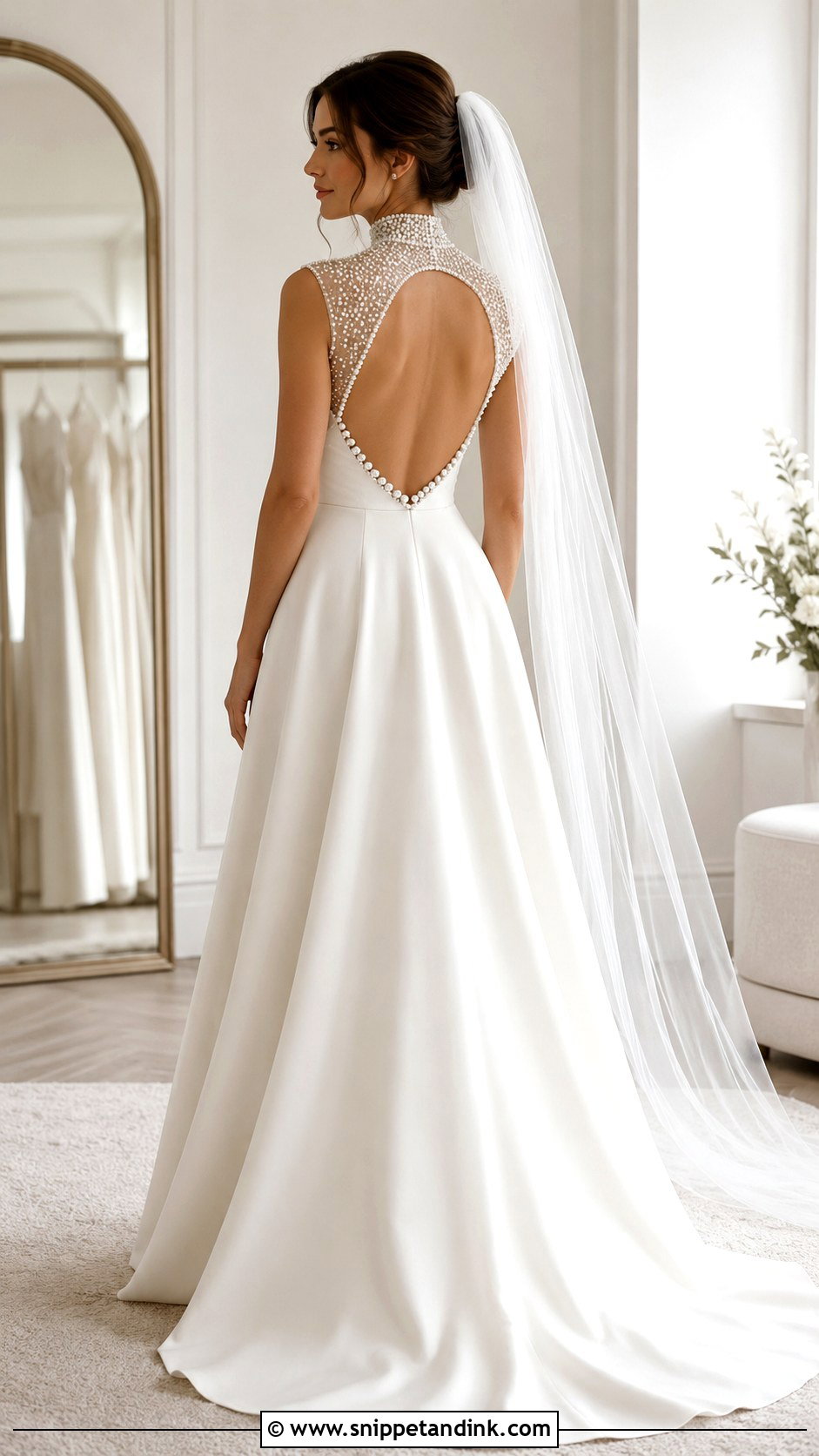 Pearl High Neck Low Back Wedding Dress - Snippet and Ink - 20 High Neck Low Back Wedding Dress Ideas
