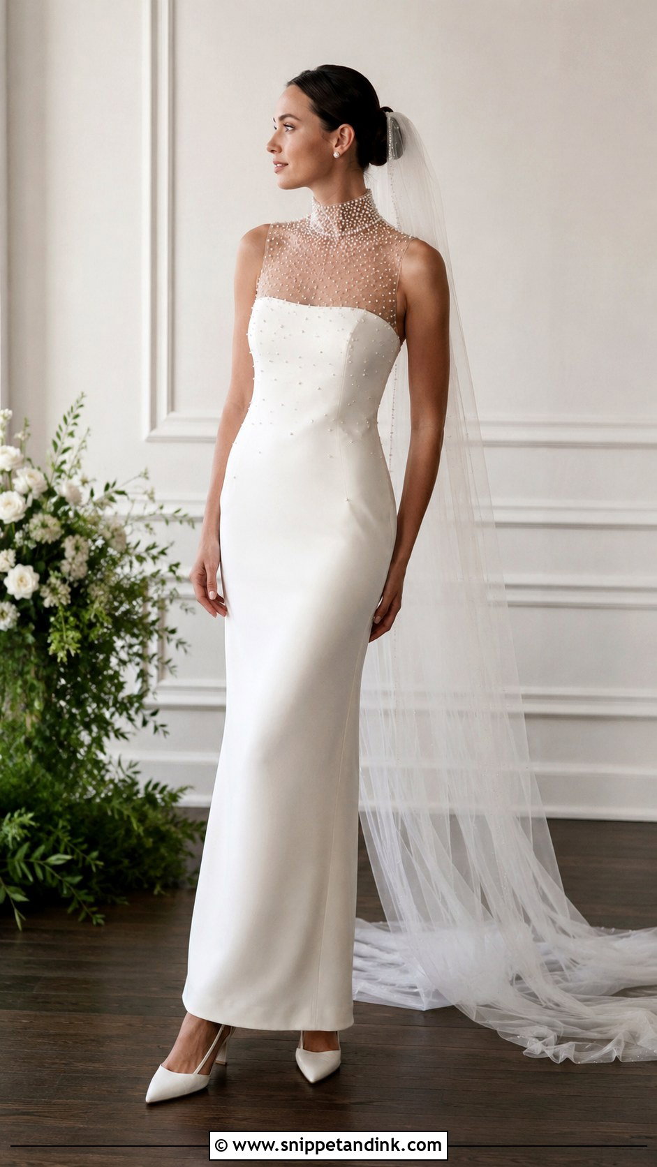 Pearl High Neck Wedding Dress - Snippet and Ink - 25 Pearls Wedding Dresses