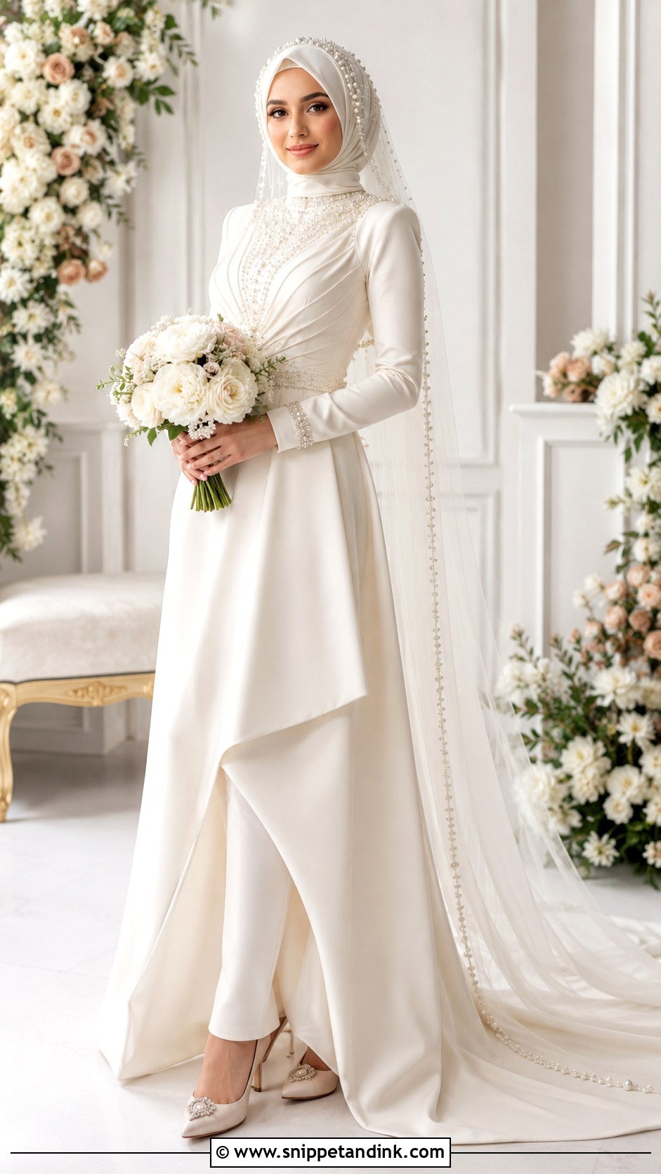 Pearl Hijab Bridal Look - Snippet and Ink - 25 Hijab Do Wedding Ideas