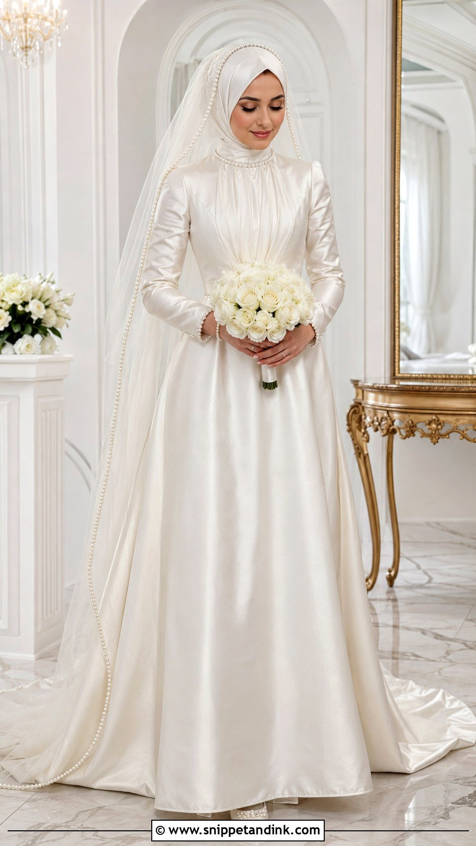 Pearl Hijab Wedding Dress - Snippet and Ink - 25 Elegant Hijab Wedding Dress Ideas
