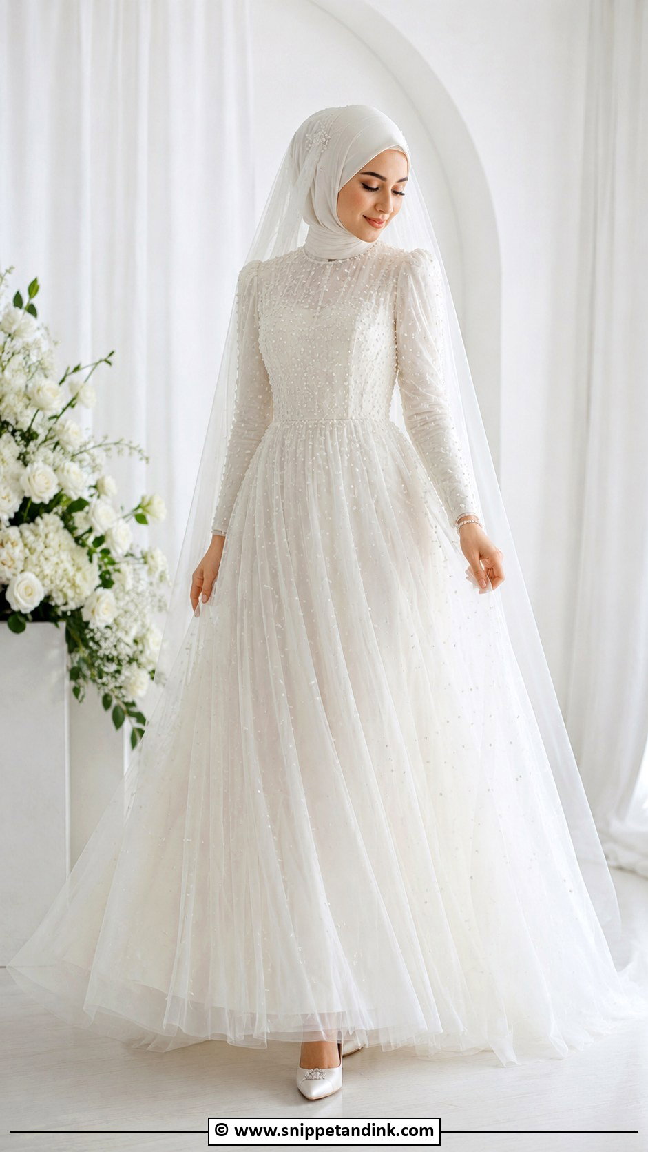 Pearl Hijabi Wedding Dress - Snippet and Ink - 30 Hijabi Wedding Dress Ideas