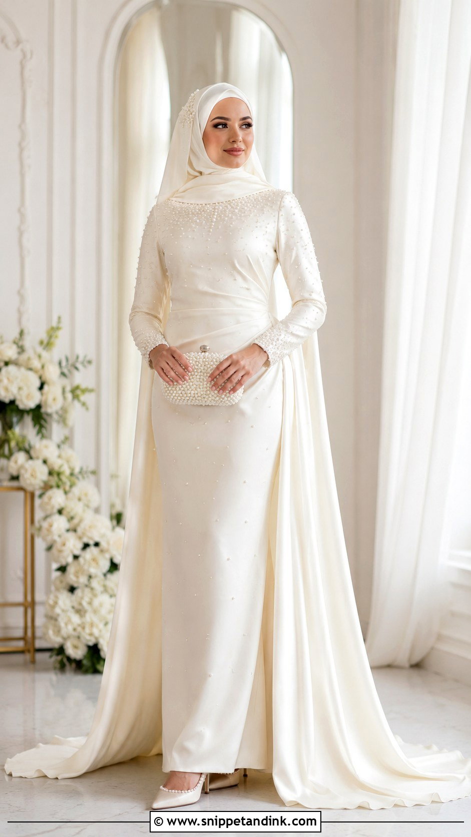 Pearl Islamic Wedding Dress With Hijab - Snippet and Ink - 25 Islamic Wedding Dress Hijab Bride Ideas