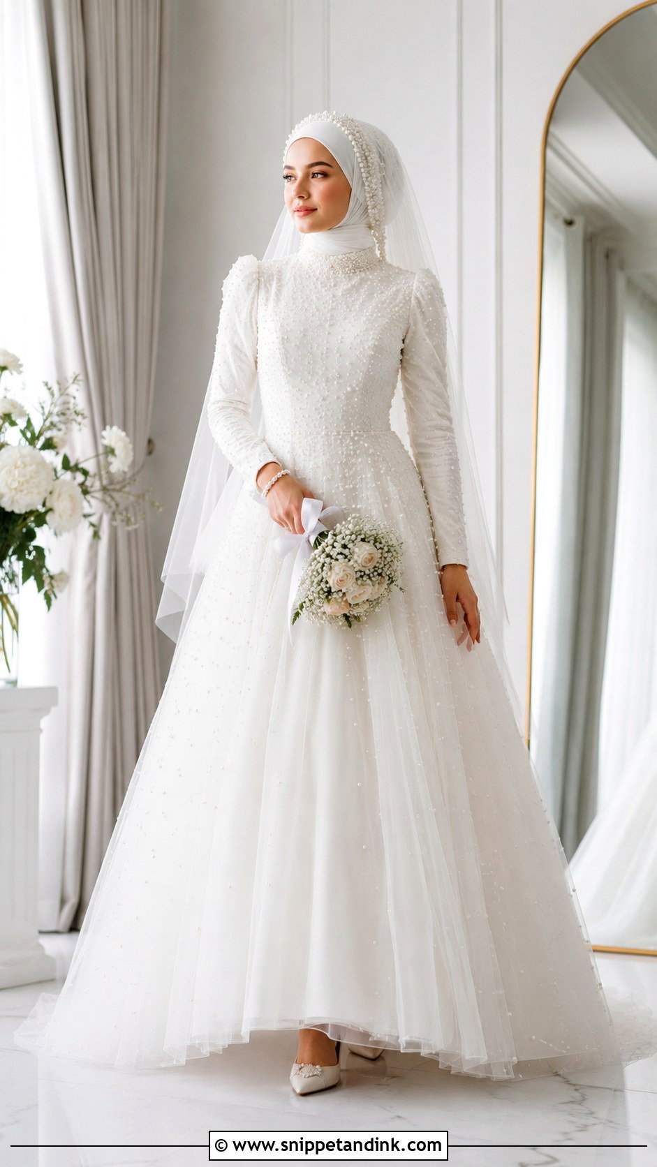 Pearl Islamic Wedding Dress With Hijab - Snippet and Ink - 30 Islamic Wedding Dress Ideas