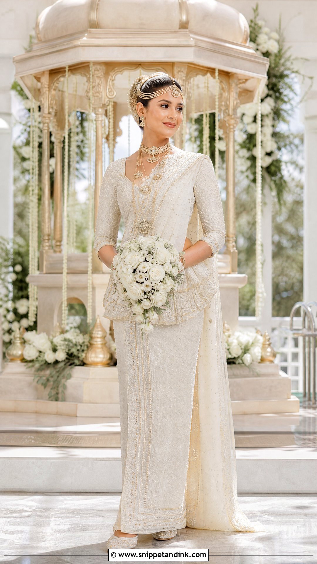 Pearl Kandyan Sri Lankan Bride Outfit - Snippet and Ink - 20 Srilankan Bride Ideas
