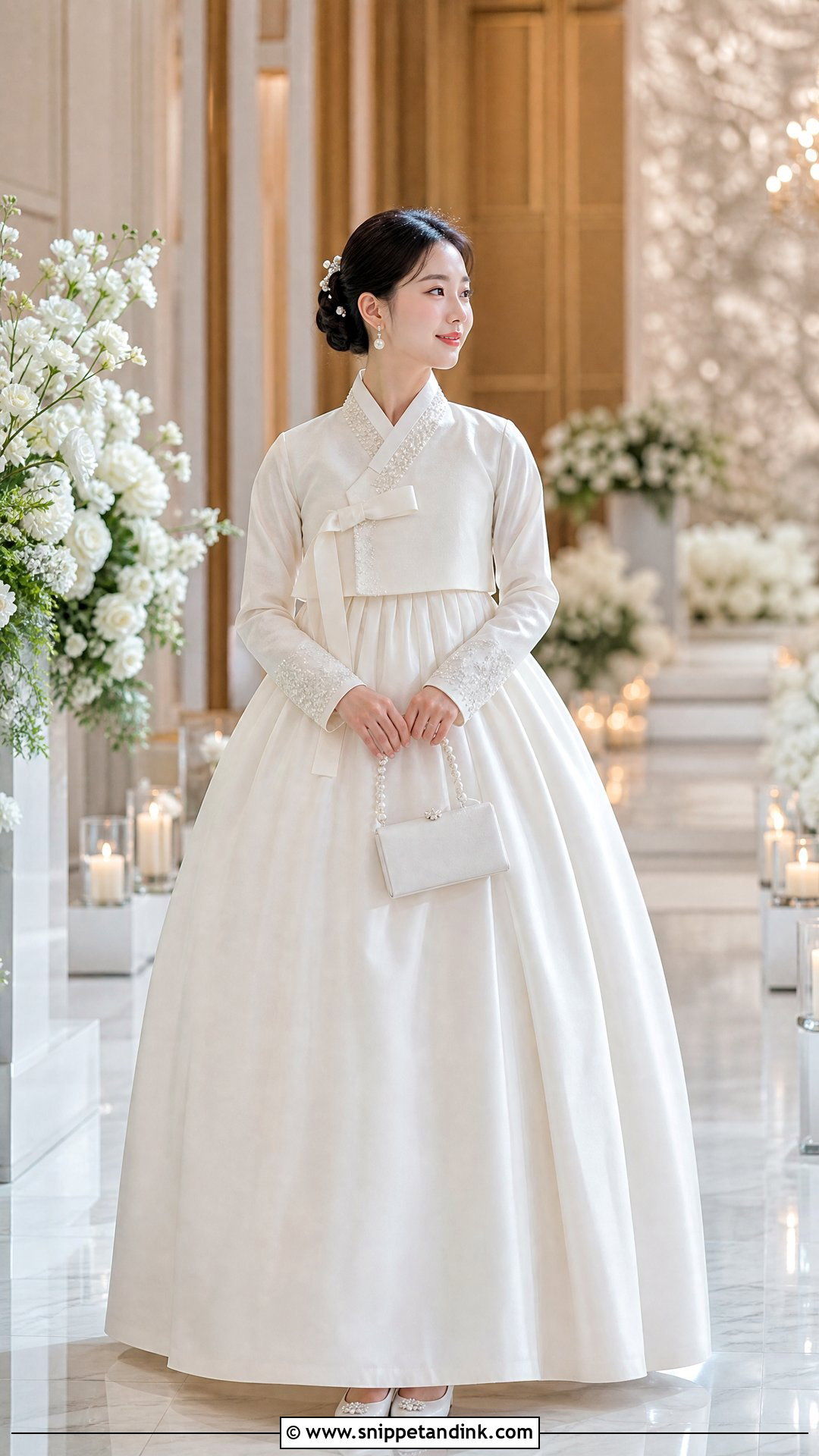 Pearl Korean Hanbok Wedding Dress Gown - Snippet and Ink - 25 Korean Wedding Dress Gowns