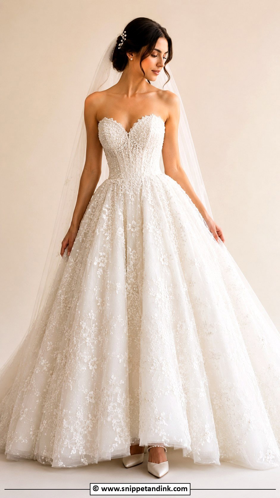 Pearl Lace Ballgown Wedding Dress - Snippet and Ink - 25 Lace Ballgown Wedding Dress Ideas