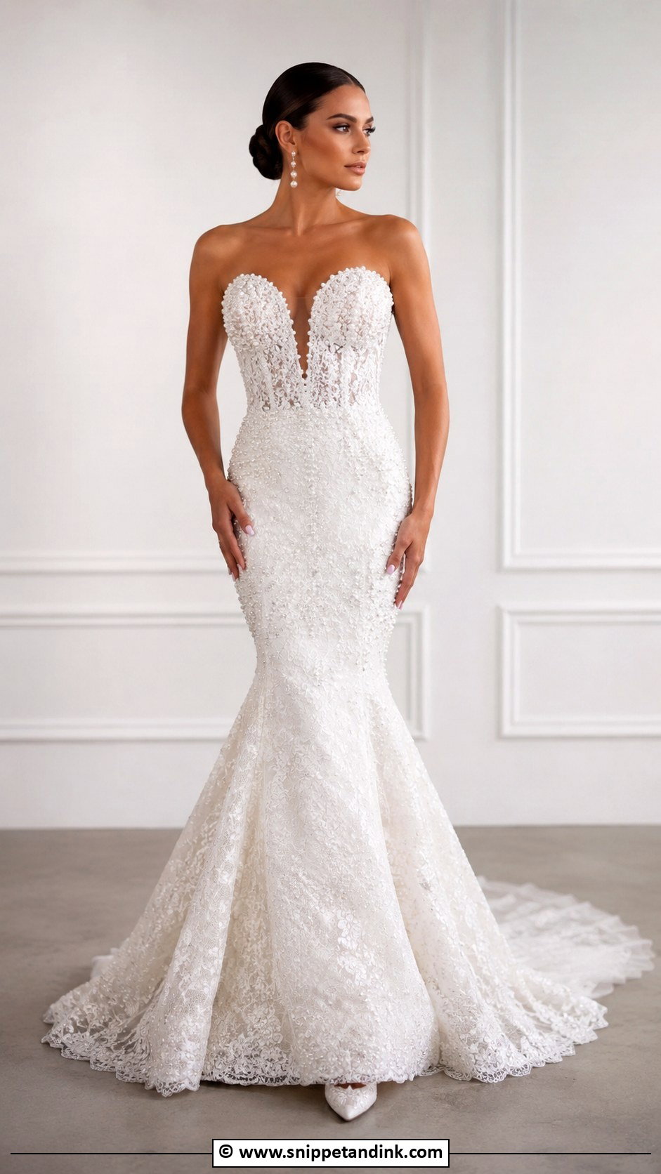 Pearl Lace Mermaid Wedding Dress - Snippet and Ink - 25 Wedding Dress with Pearls Ideas