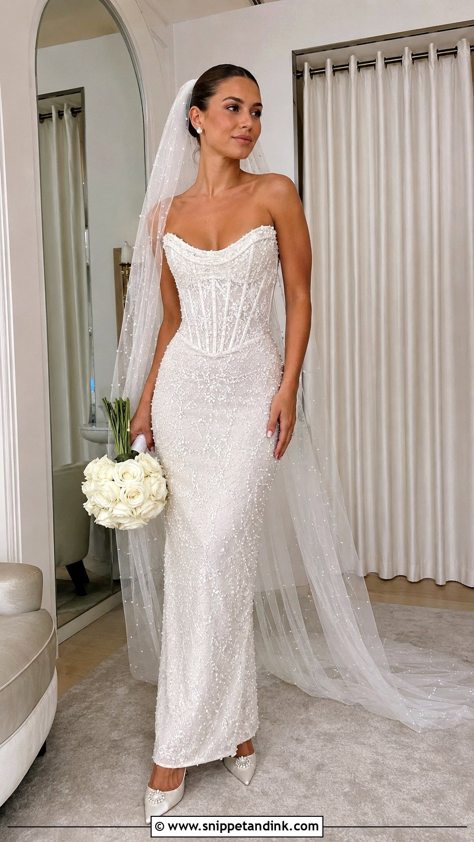 Pearl Lace Strapless Wedding Dress - Snippet and Ink - 20 Fitted Strapless Lace Wedding Dress Ideas