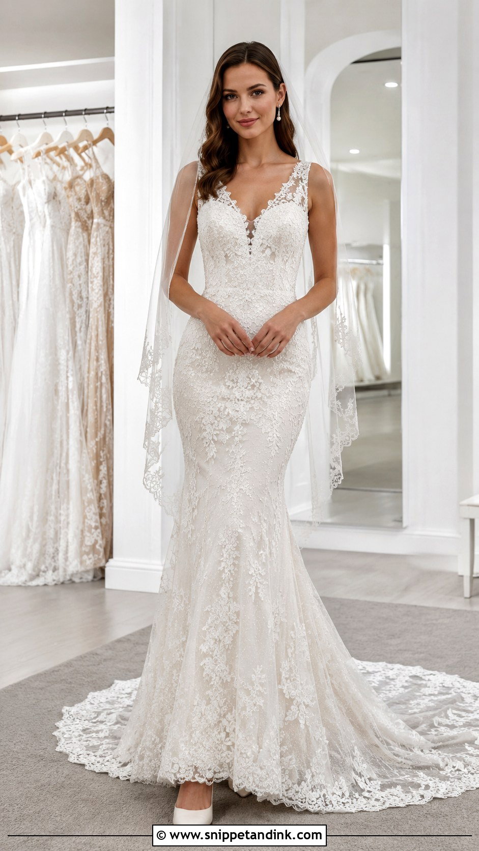 Pearl Lace Trumpet Wedding Dress - Snippet and Ink - 20 Lace Trumpet Wedding Dress Ideas