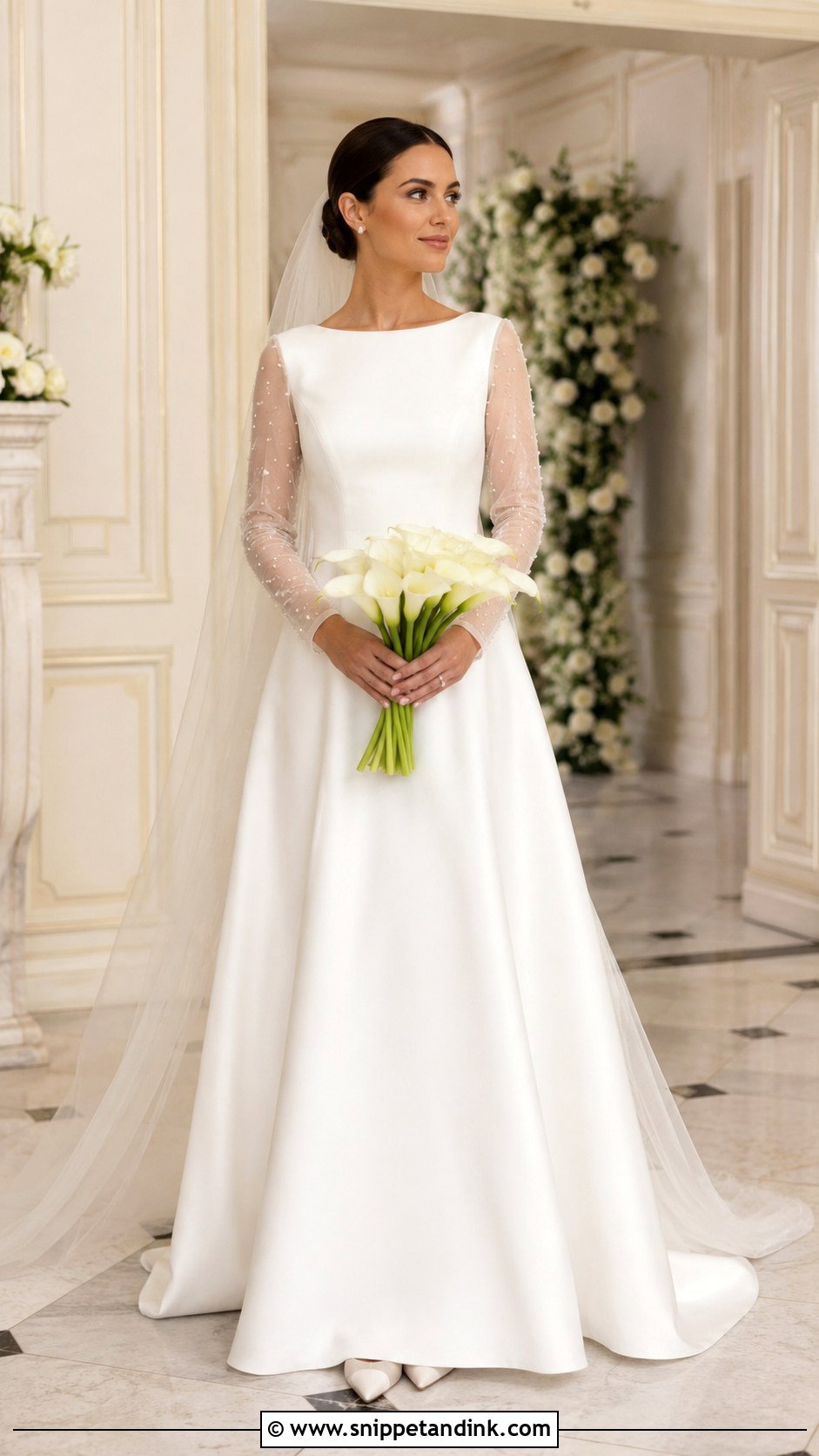 Pearl Long Sleeve A Line Wedding Dress - Snippet and Ink - 20 Long Sleeve a Line Wedding Dress Ideas