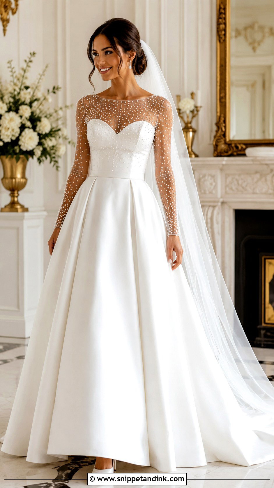 Pearl Long Sleeve Ball Gown Wedding Dress - Snippet and Ink - 25 Long Sleeve Ball Gown Wedding Dress Ideas
