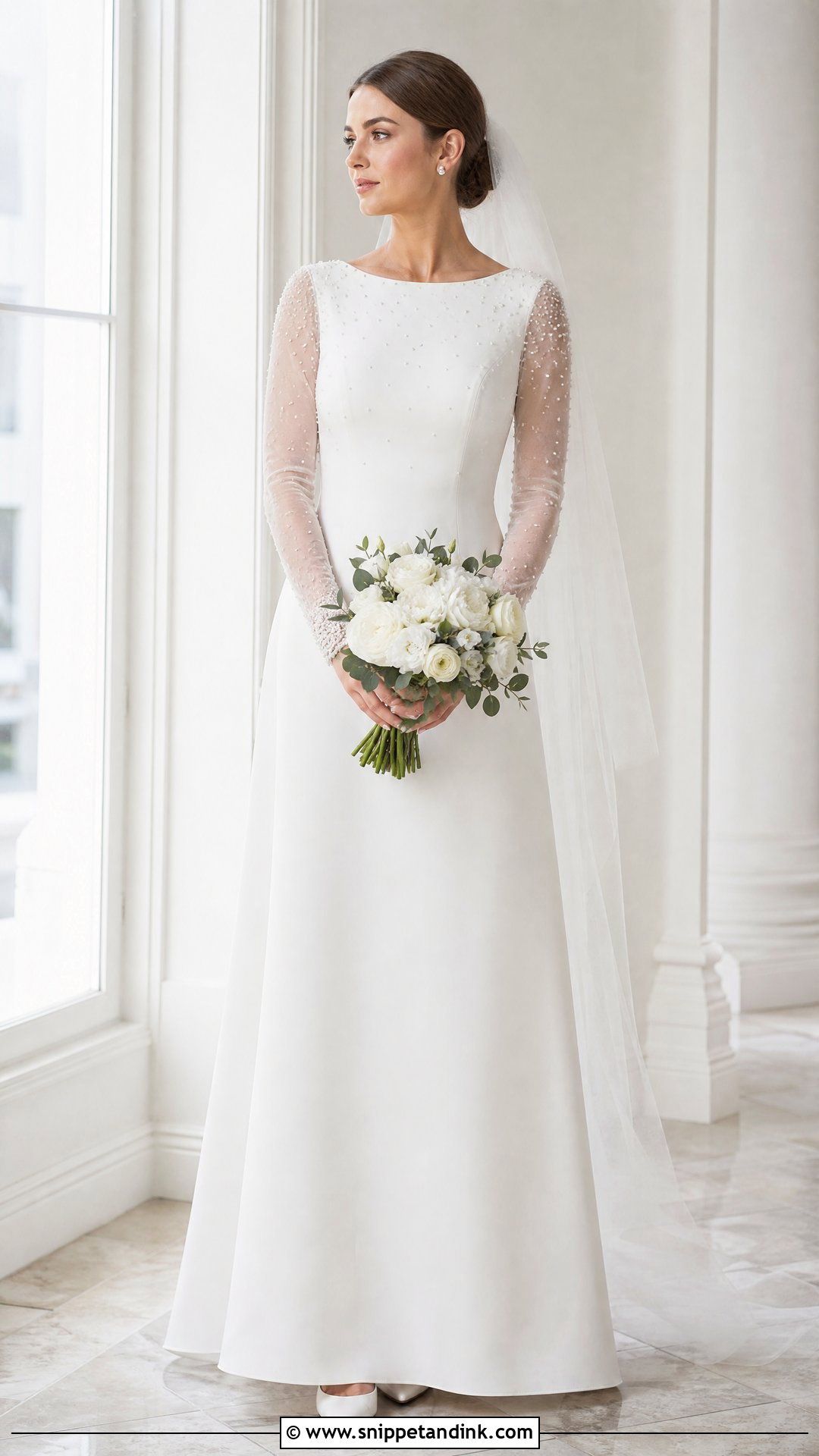 Pearl Long Sleeve Bridal Dress - Snippet and Ink - 20 Pearl Bridal Dress Ideas