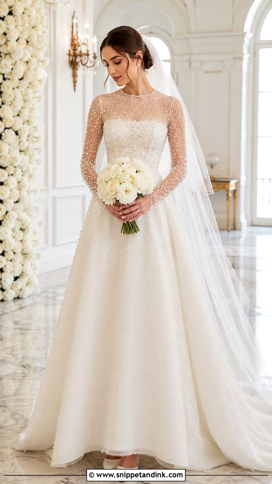 Pearl Long Sleeve Bridal Gown - Snippet and Ink - 20 Long Sleeve Bridal Gown Ideas