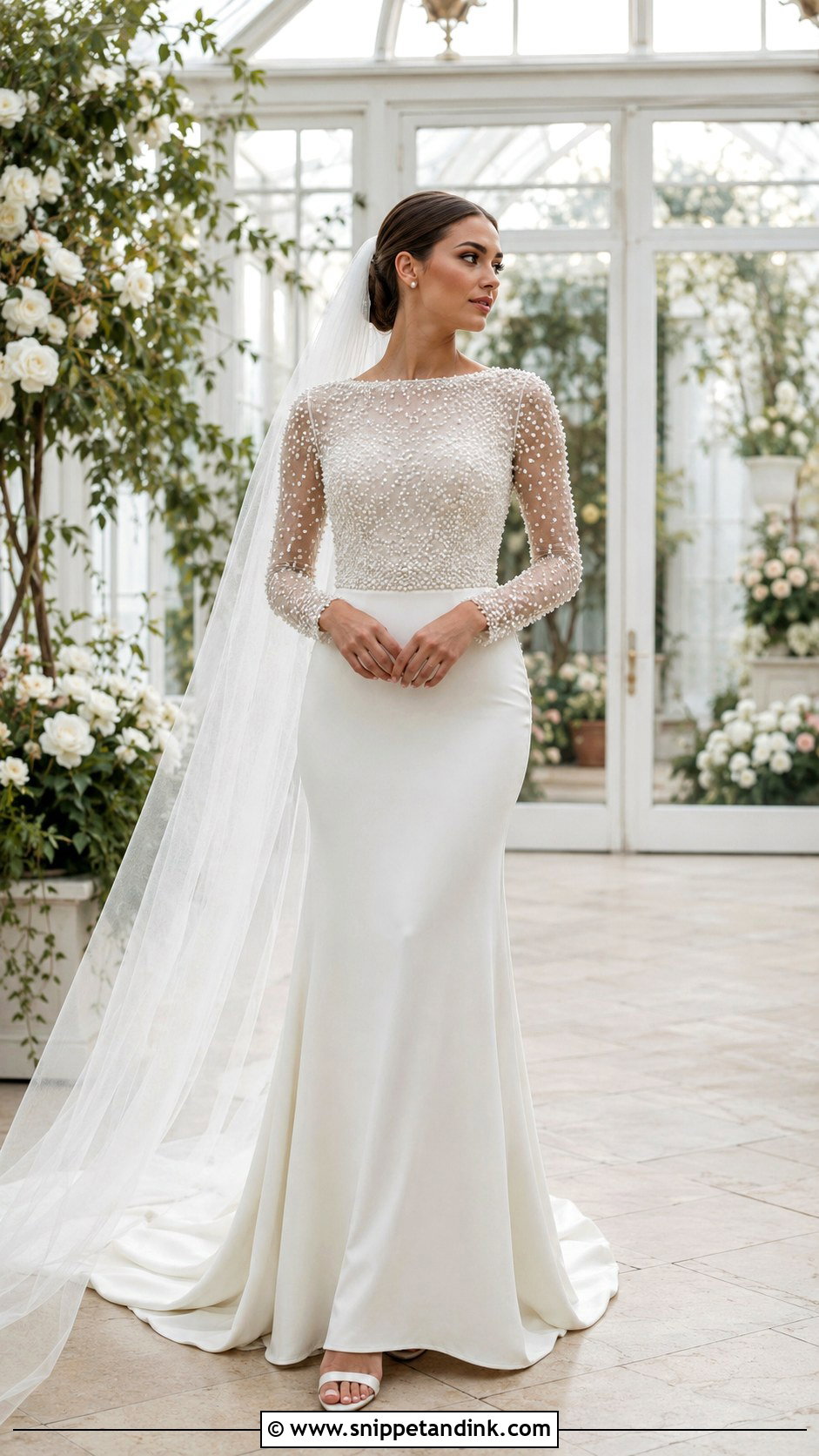 Pearl Long Sleeve Fitted Wedding Dress - Snippet and Ink - 20 Long Sleeve Fitted Wedding Dress Ideas