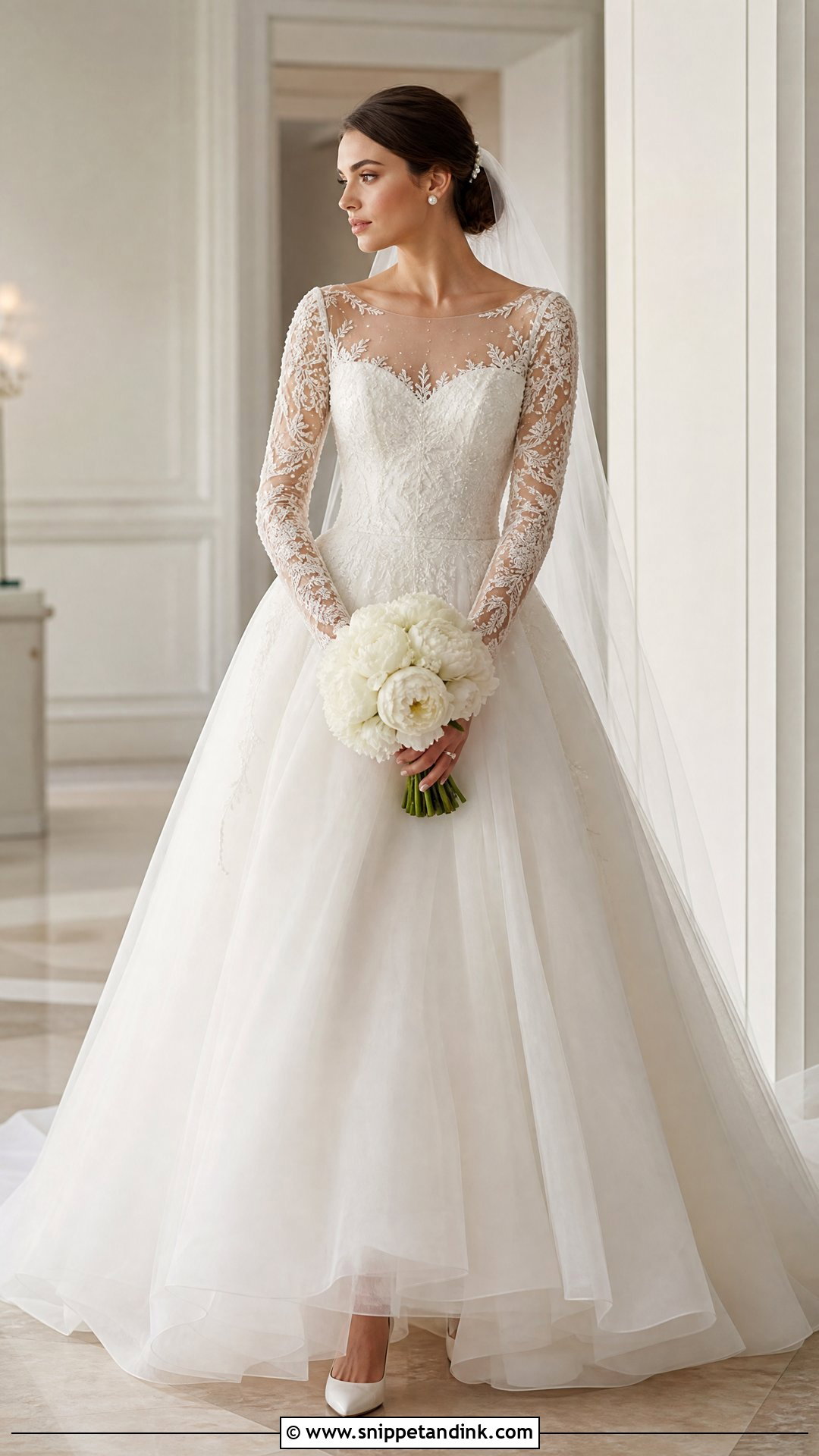 Pearl Long Sleeve Lace Wedding Dress Ballgown - Snippet and Ink - 20 Long Sleeve Lace Wedding Dress Ballgown Ideas