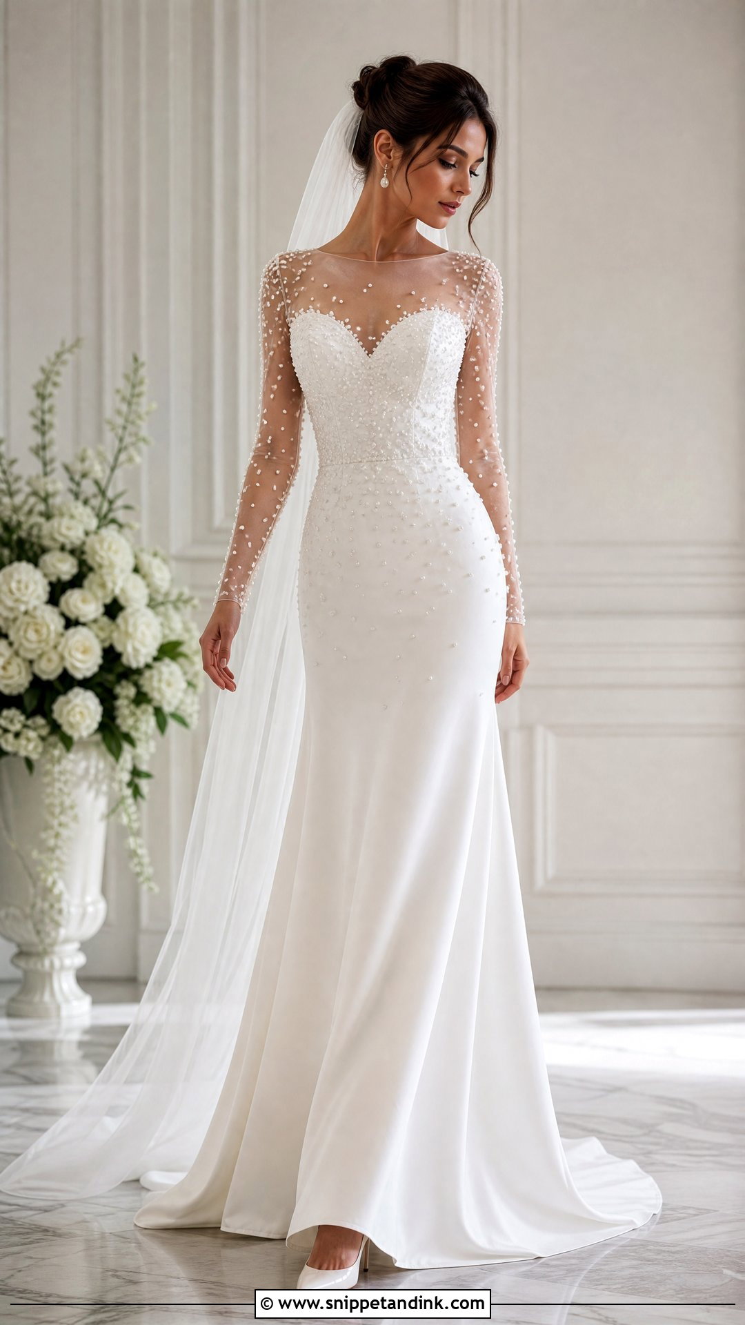 Pearl Long Sleeve Wedding Dress - Snippet and Ink - 25 Romantic Long Sleeve Wedding Dress Ideas