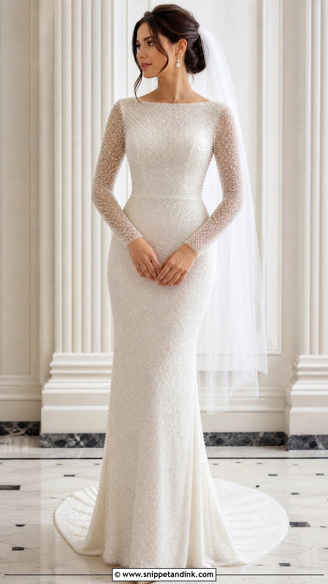 Pearl Long Sleeve Wedding Dress - Snippet and Ink - 25 Wedding Dress Pearls Ideas