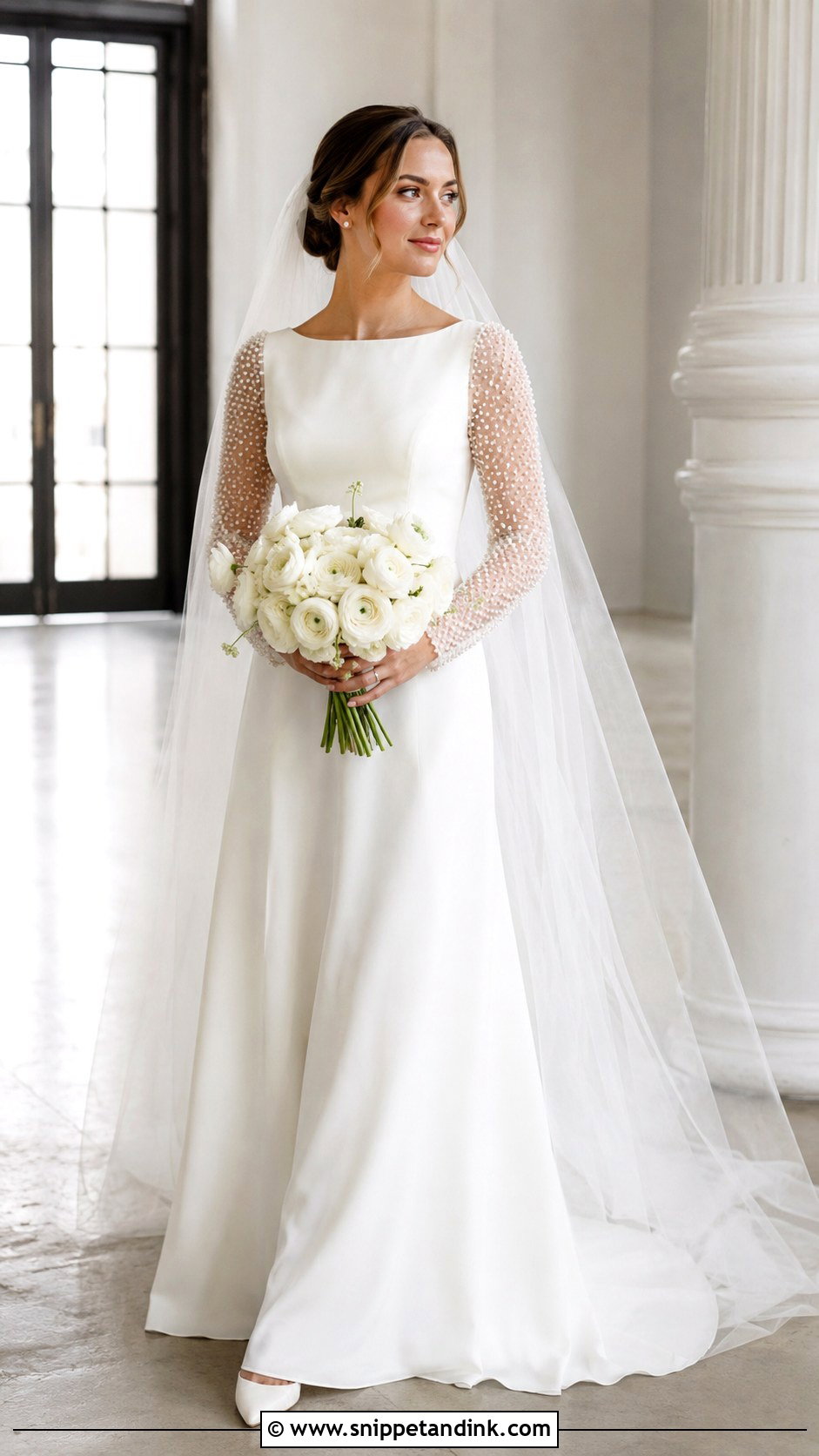 Pearl Long Sleeve Wedding Dress - Snippet and Ink - 20 Long Sleeve Wedding Ideas