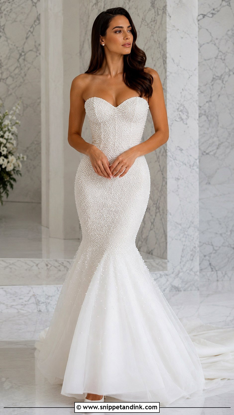 Pearl Mermaid Wedding Dress - Snippet and Ink - 25 Pearls Wedding Dresses