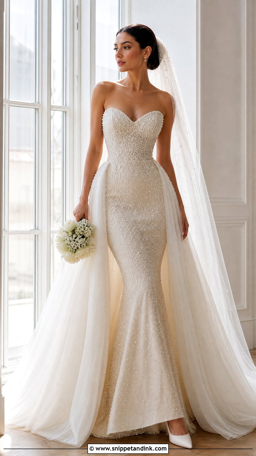 Pearl Mermaid Wedding Dress With Detachable Overskirt - Snippet and Ink - 20 Mermaid Wedding Dress with Detachable Overskirt Ideas