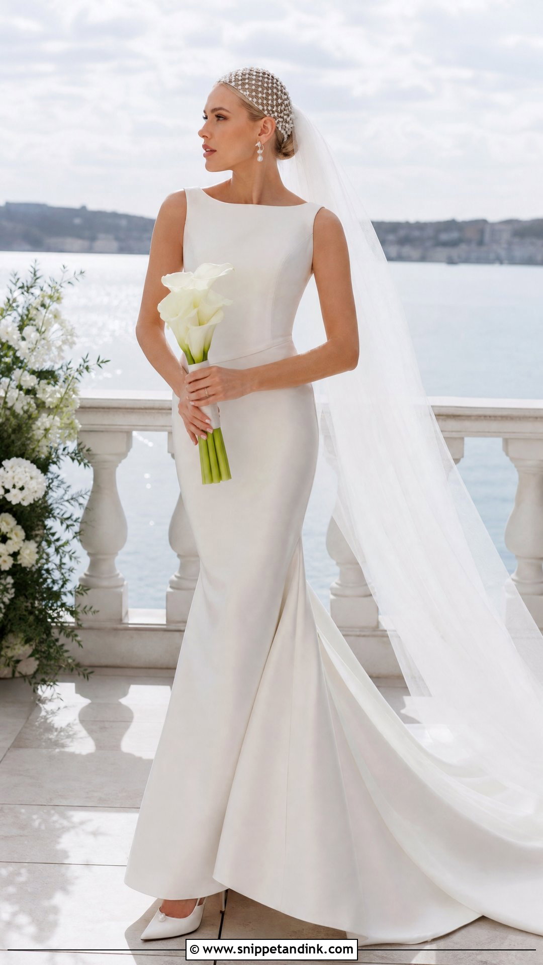 Pearl Mesh Cap With Mermaid Dress - Snippet and Ink - 20 Wedding Cap Ideas