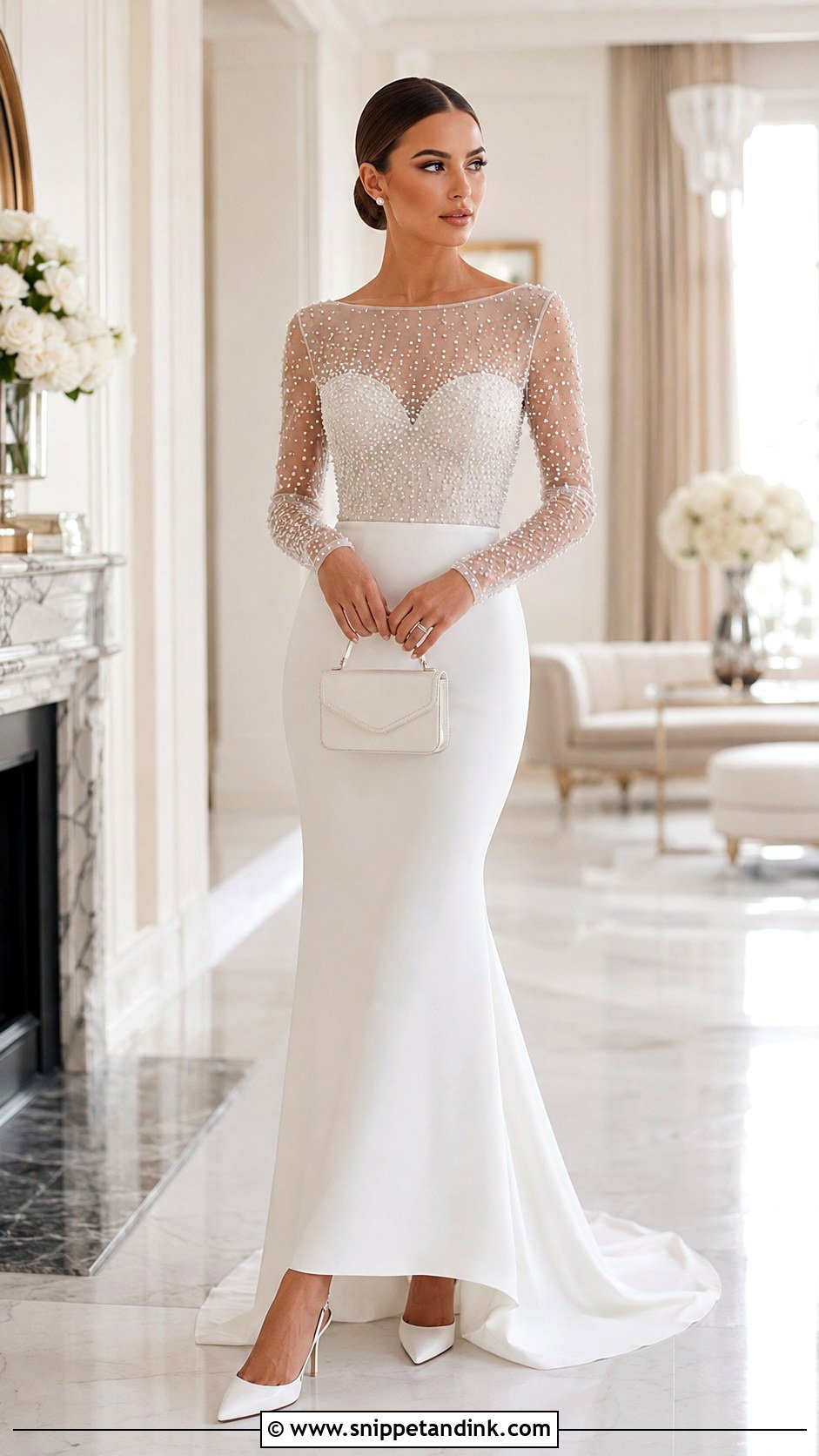 Pearl Mesh Wedding Dress - Snippet and Ink - 20 Mesh Wedding Dress Ideas