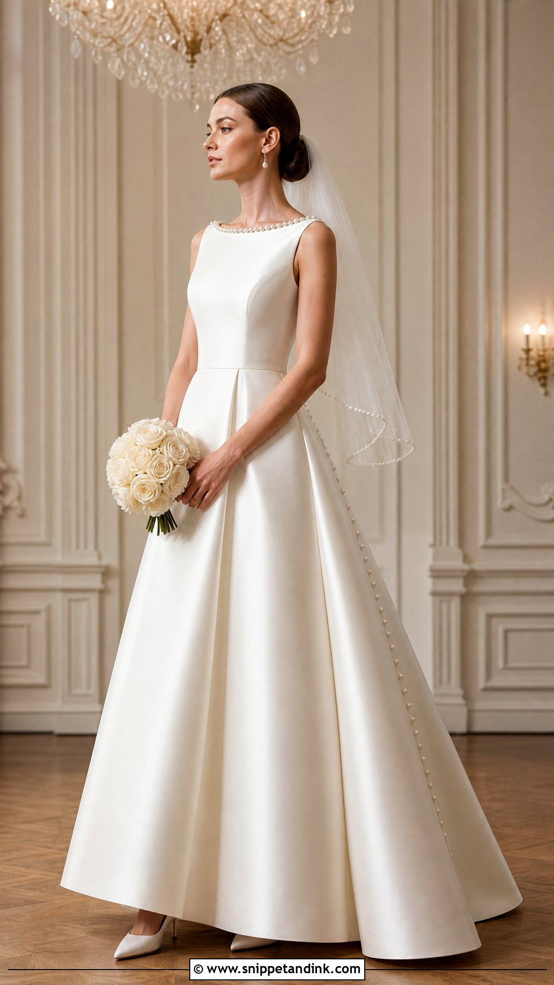 Pearl Mikado Wedding Dress - Snippet and Ink - 20 Pearl Detail Wedding Dress Ideas