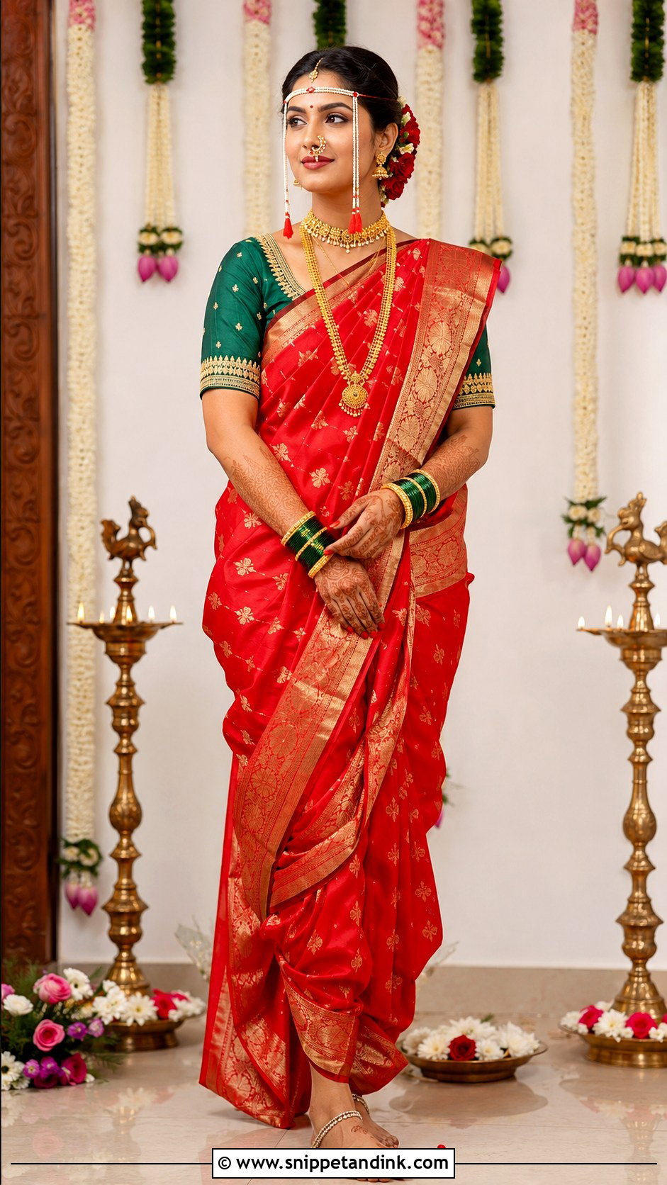 Pearl Mundavlya Navvari Bridal Look - Snippet and Ink - 30 Navvari Bridal Look Ideas