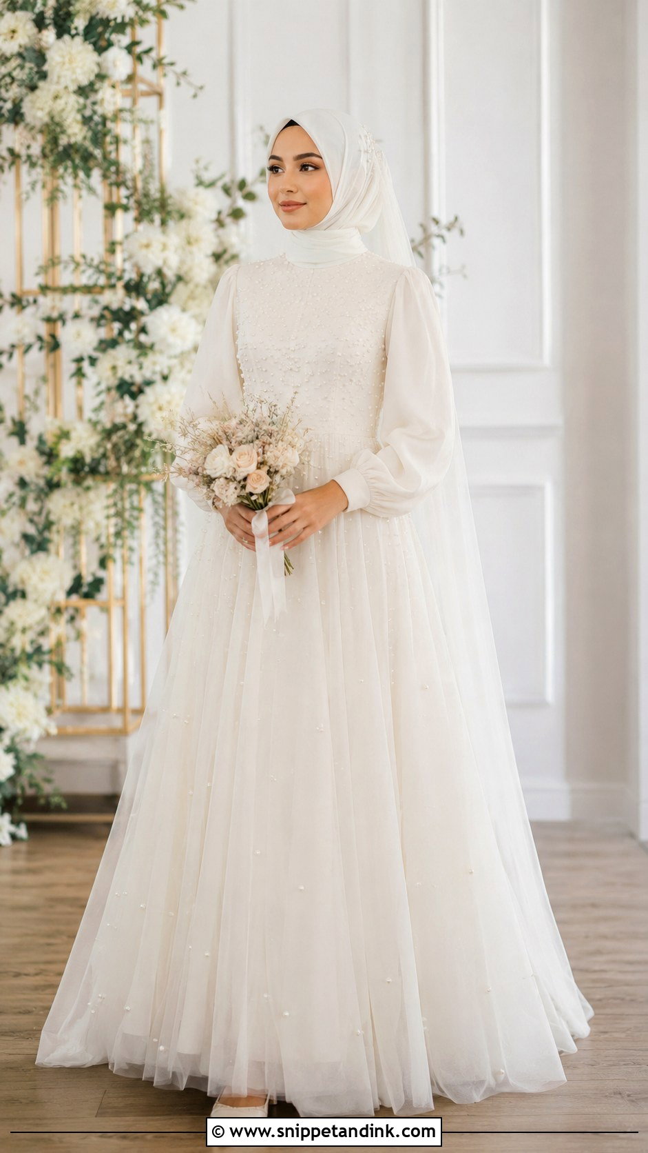 Pearl Muslim Wedding Dress - Snippet and Ink - 25 Modern Muslim Wedding Dresses