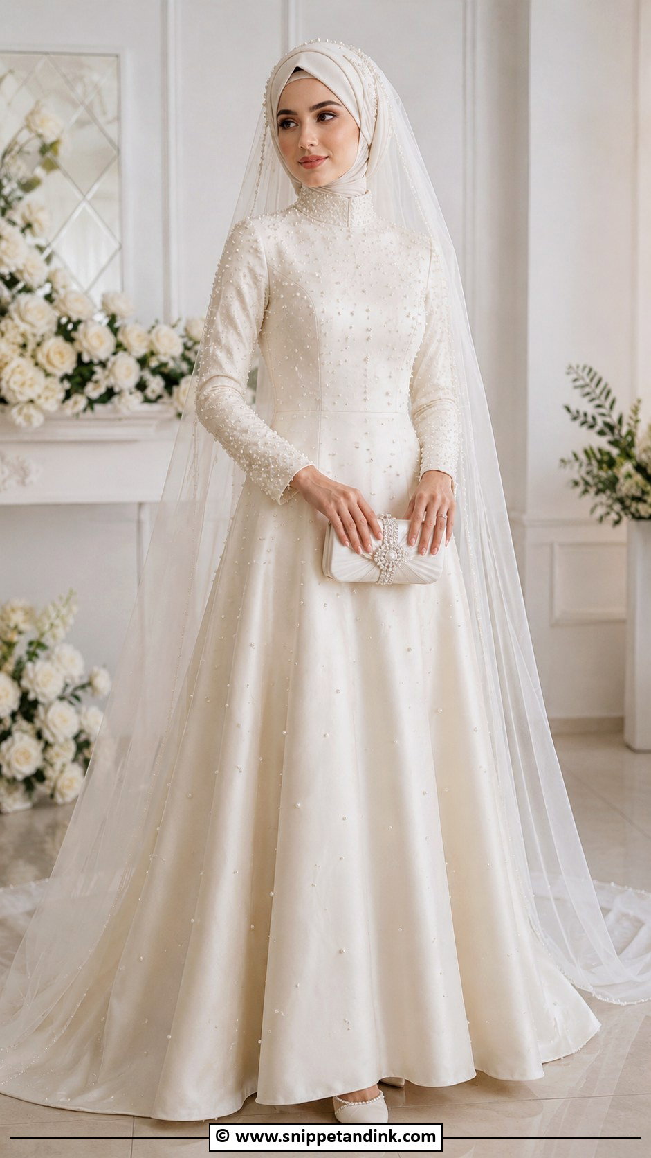 Pearl Muslim Wedding Dress - Snippet and Ink - 30 Muslim Wedding Dresses