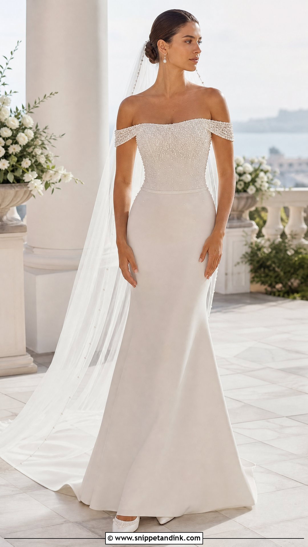 Pearl Off Shoulder Mermaid Wedding Dress - Snippet and Ink - 20 Off Shoulder Mermaid Wedding Dress Ideas