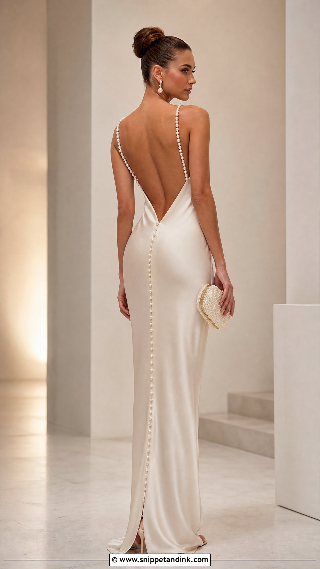 Pearl Open Back Gown - Snippet and Ink - 25 Pearl Gown Ideas