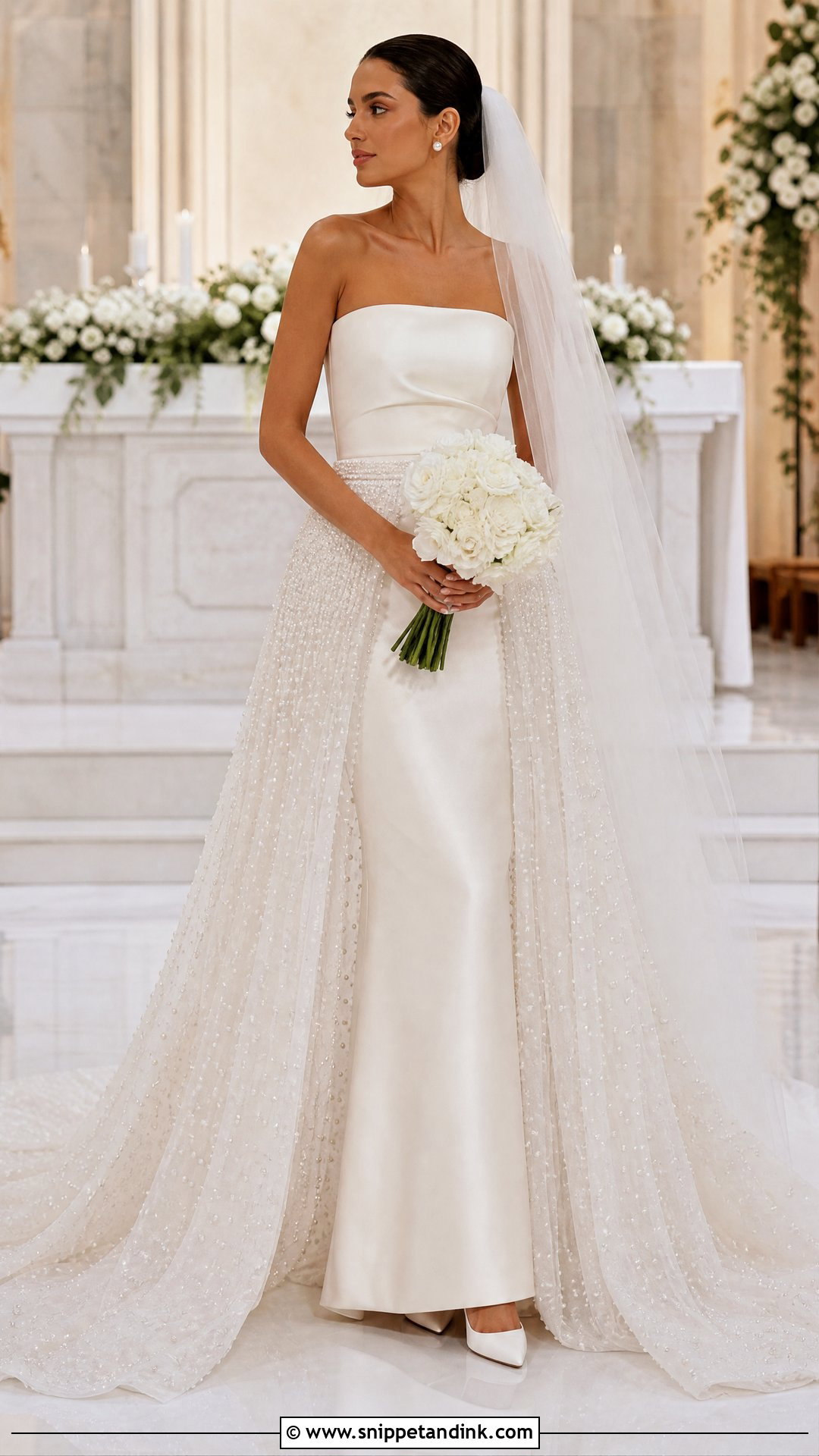 Pearl Overskirt Bridal Dress - Snippet and Ink - 20 Pearl Bridal Dress Ideas