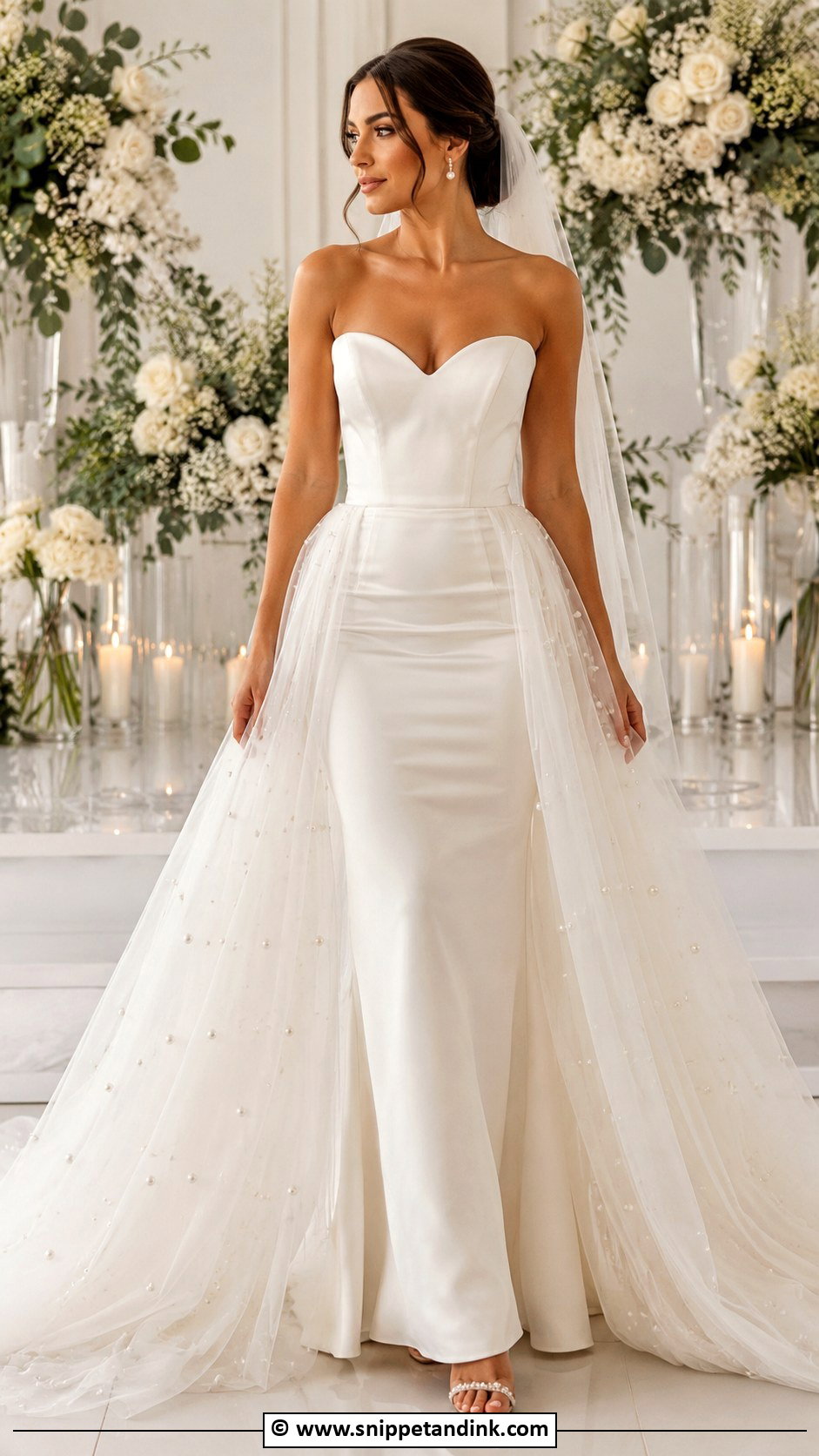 Pearl Overskirt Wedding Dress - Snippet and Ink - 35 Pearl Wedding Dress Ideas