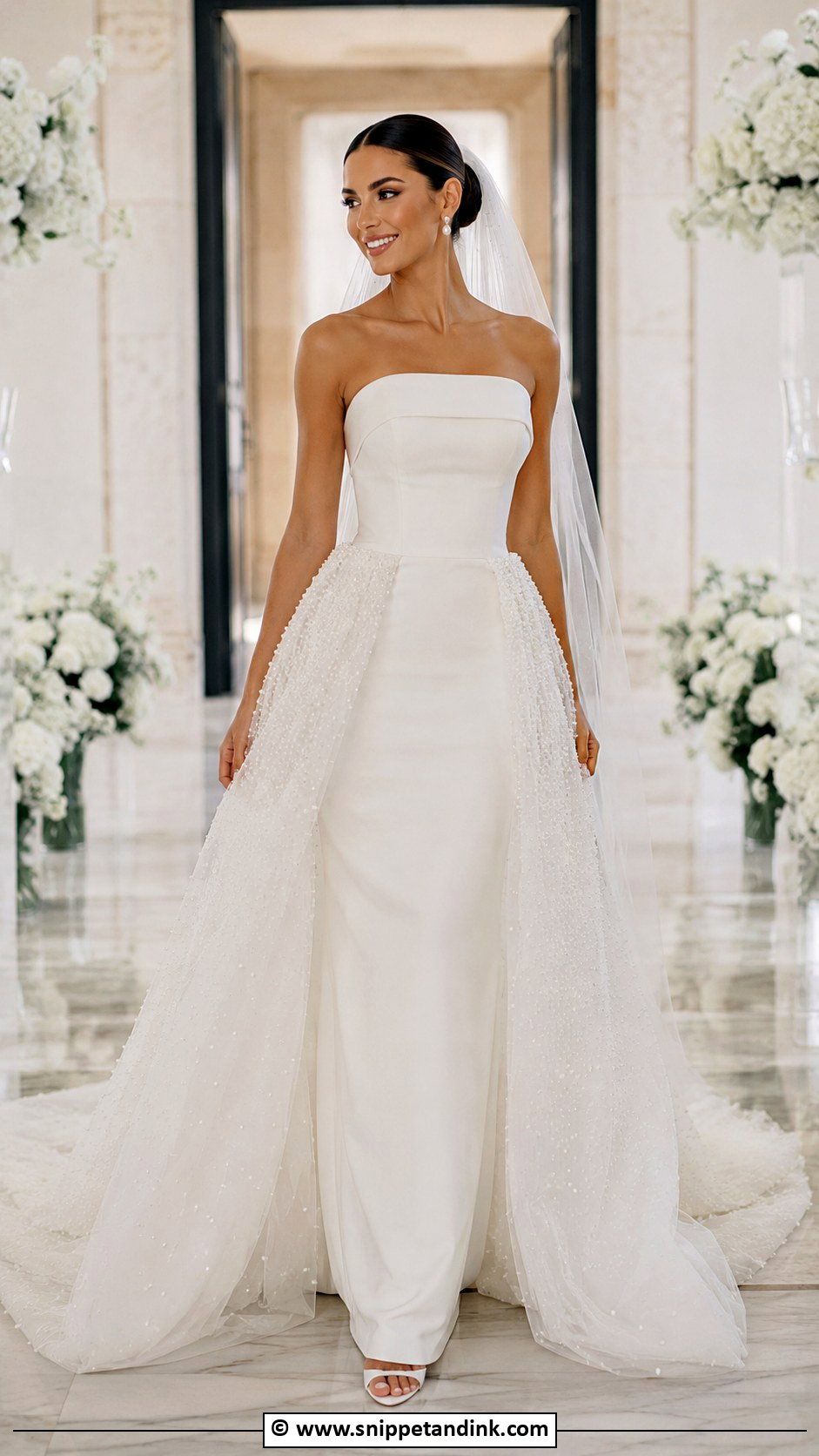 Pearl Overskirt Wedding Dress - Snippet and Ink - 25 Wedding Dress with Pearls Ideas