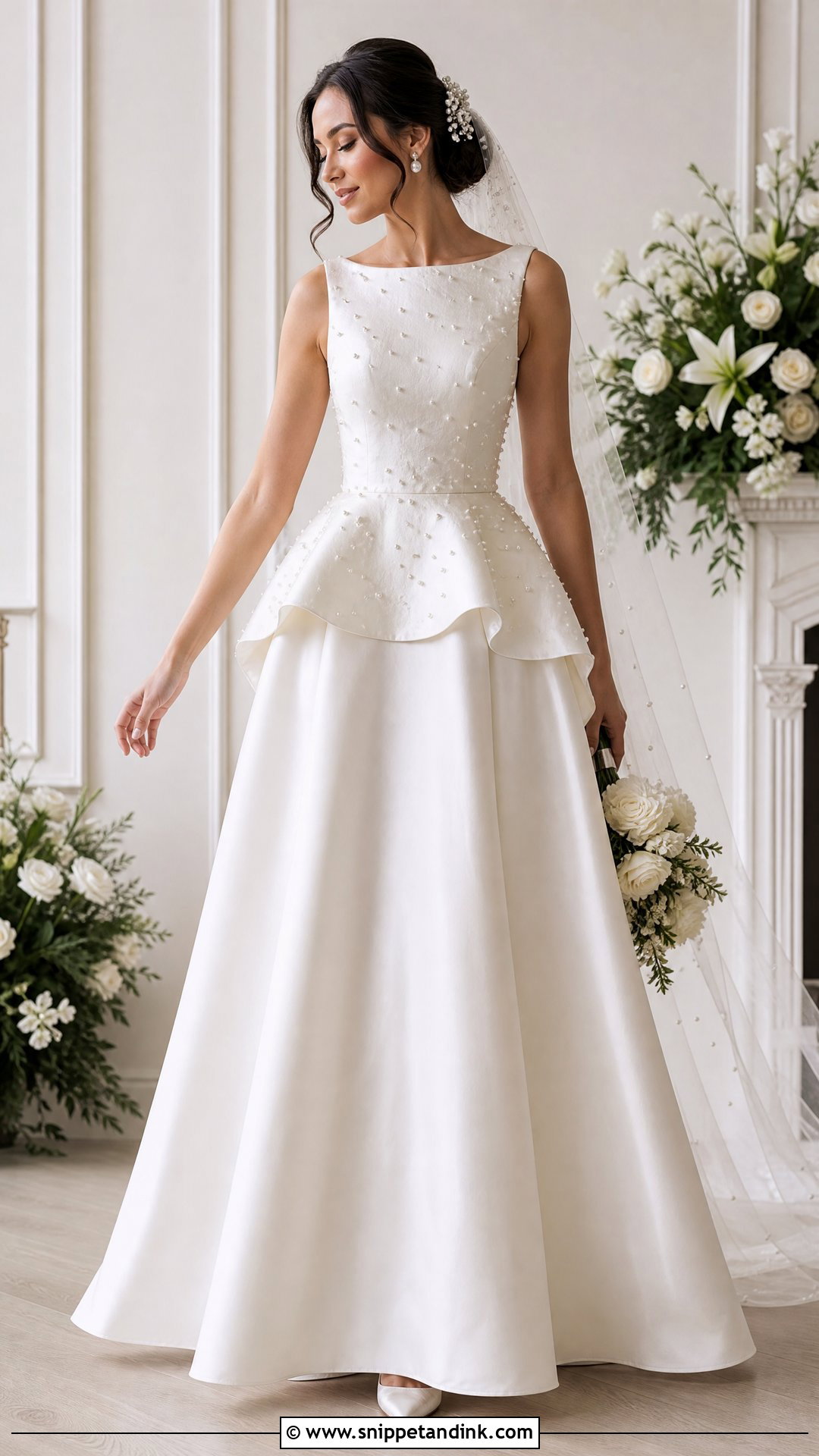 Pearl Peplum Wedding Dress - Snippet and Ink - 20 Peplum Wedding Dress Ideas
