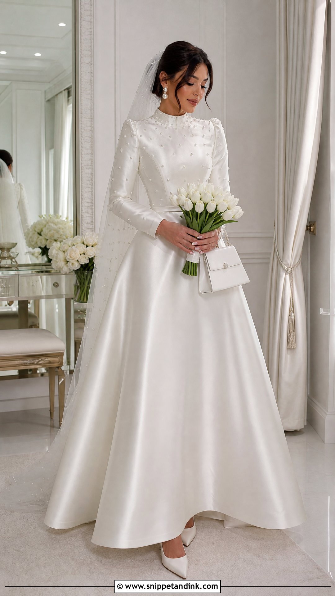 Pearl Princess Satin Wedding Dress - Snippet and Ink - 20 Princess Satin Wedding Dresses