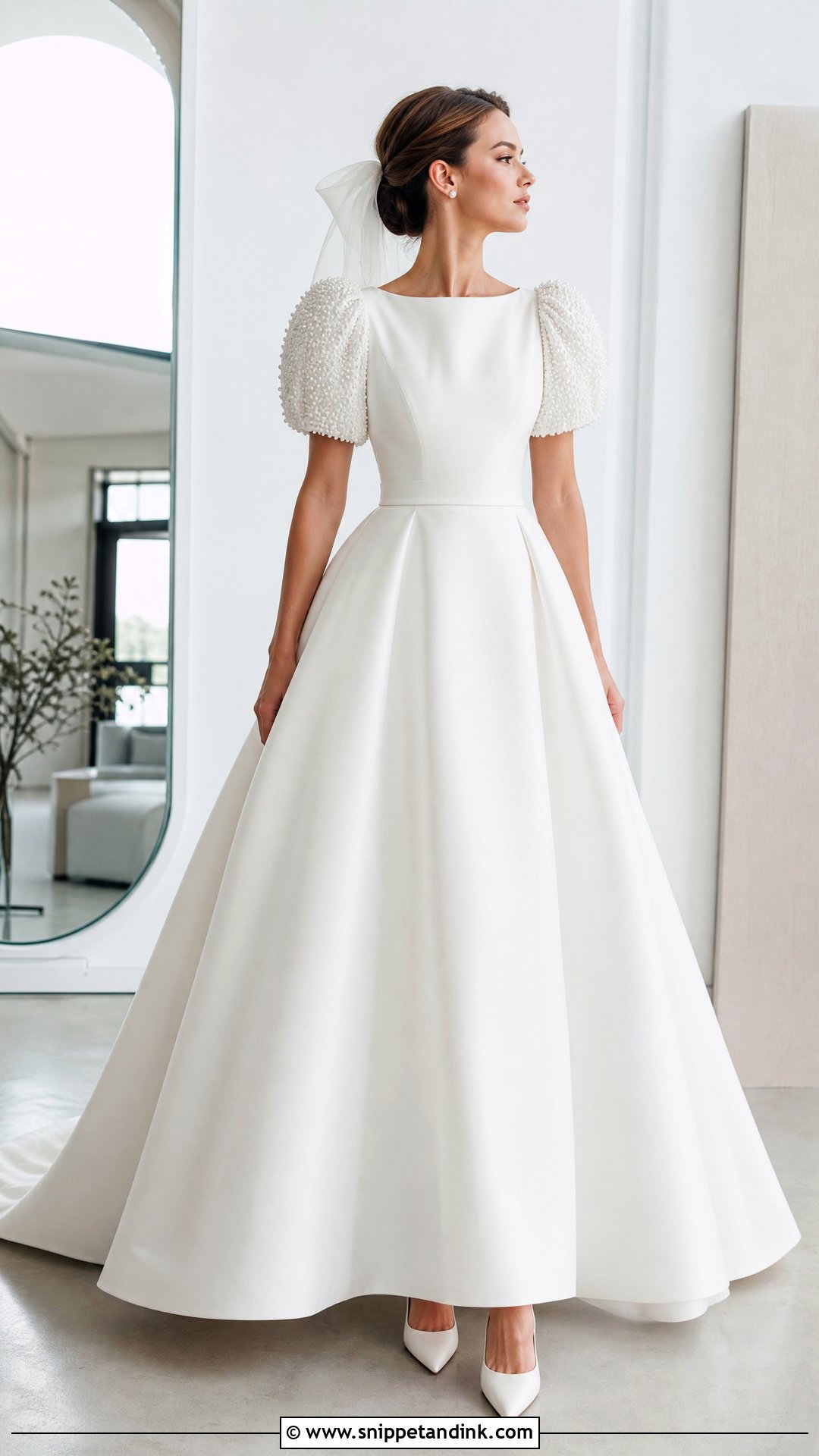 Pearl Puff Sleeve Wedding Dress - Snippet and Ink - 20 Pearl Sleeve Wedding Dress Ideas