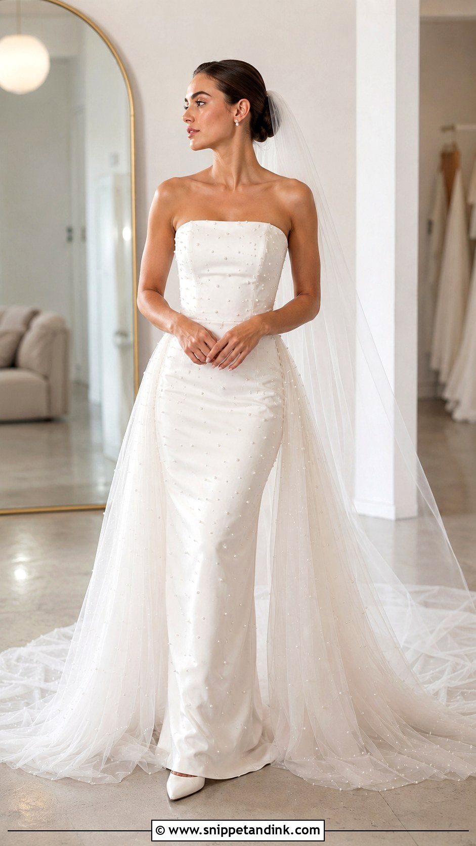 Pearl Removable Train Wedding Dress - Snippet and Ink - 20 Removable Train Wedding Dress Ideas